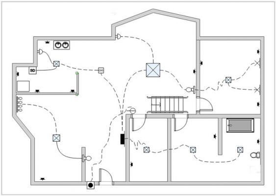 sơ đồ đi dây điện âm tường