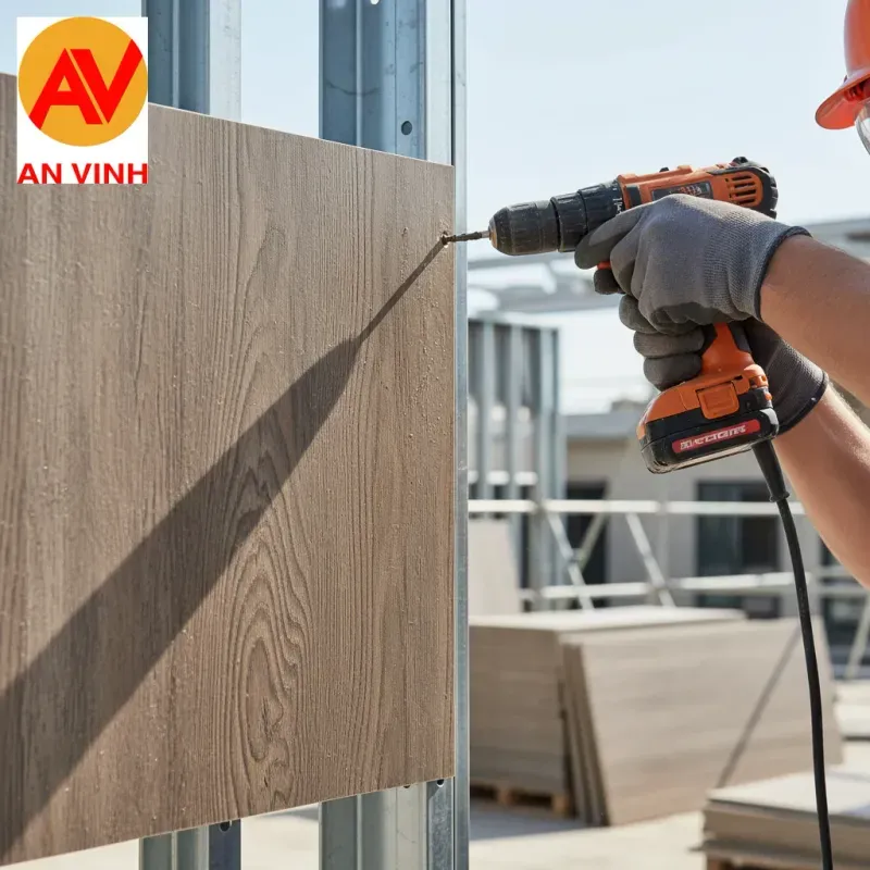 Quy trình thi công cemboard vân gỗ: Cắt, bắt vít và xử lý mối nối chuẩn