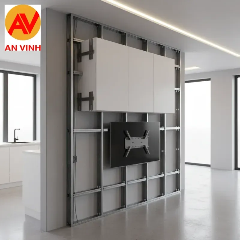 2. Vách ngăn chịu tải (Có treo tủ bếp, tivi, ốp gạch)