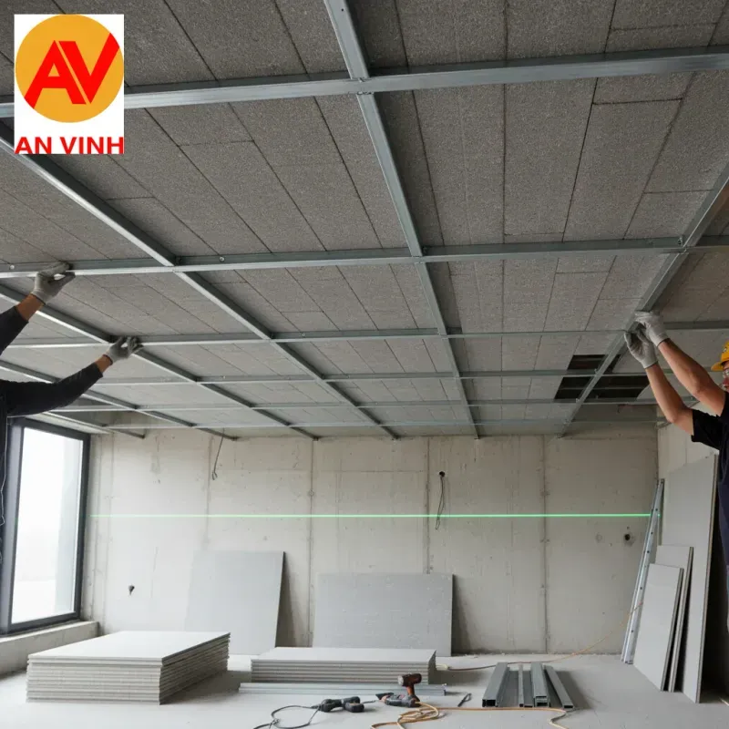 3. Quy trình thi công trần cemboard thực chiến (6 bước chuẩn kỹ thuật)