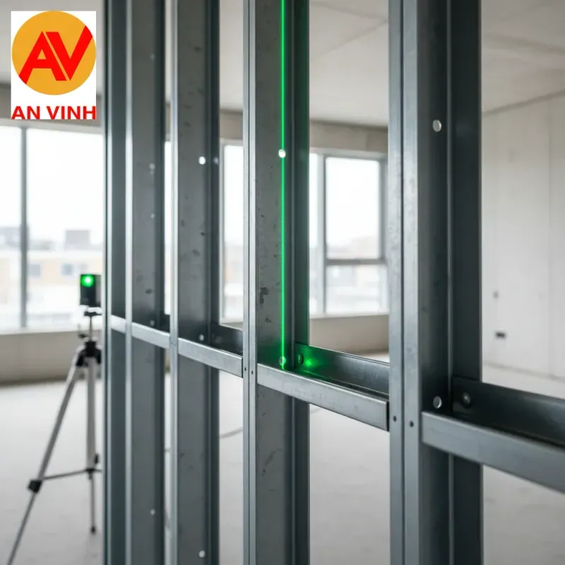 Bước 1: Lắp đặt hệ khung xương - Kiểm soát độ thẳng